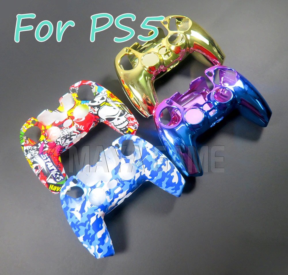 

15PCS For PS5 Controller Protective Case Sleeve Skin Cover Plating Gold-plated water transfer camouflage shell Colorful Handle