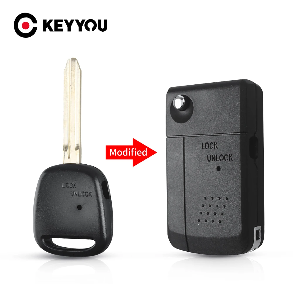 KEYYOU Modified Replacement Flip Remote Key Shell Case Fob TOY43 Blade For Toyota Carina Estima Harrier Previa Corolla Celica