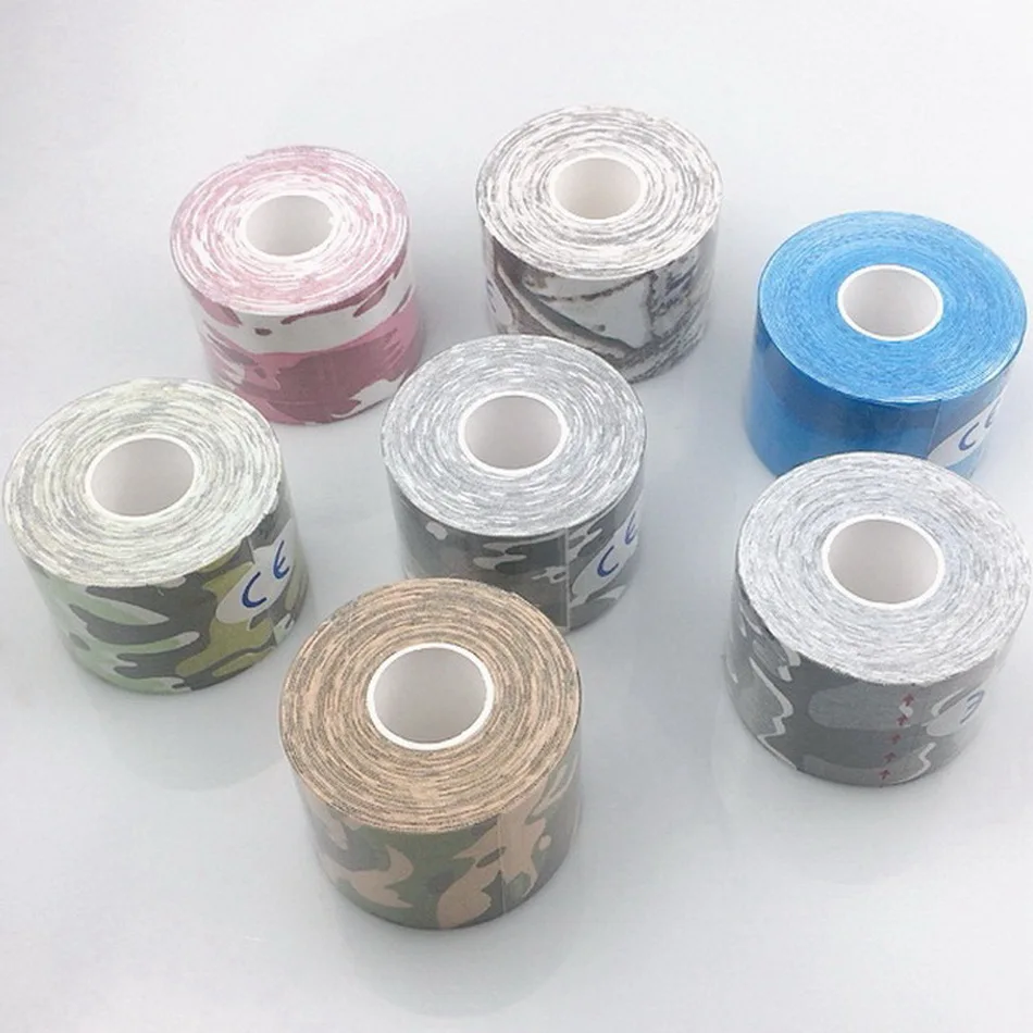 6 Roll/lot 5 cm*5 m Camo Kinesiology Tape Cotton Self Adhesive boob Tape Sport Waterproof Elastic Bandage muscle fixer tape flex