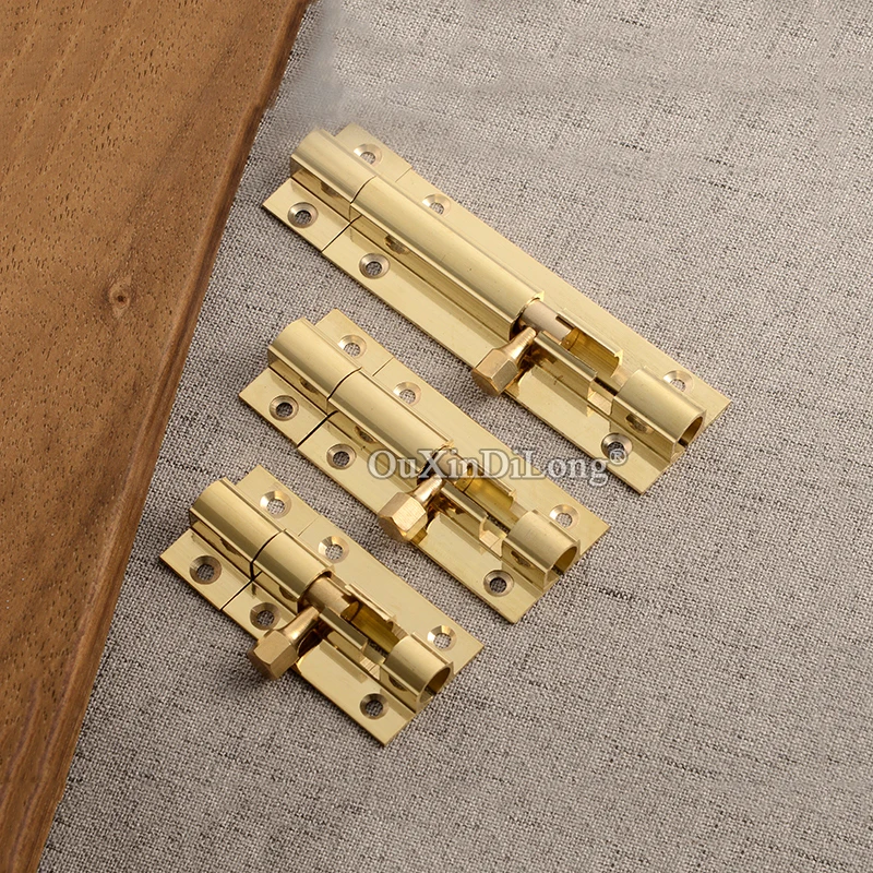 5PCS Antique Brass Doors and Windows Slide Latch Lock Bolt Latch Barrel Wooden Gate Hardware 7 Size 3/4/5/6/8/10/12 Inch GF764