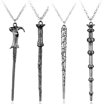 Movie Time Turner Magic Awakening Necklace Magic Wand Sirius Keychain Metal Figure Toy Keyring HP Necklaces