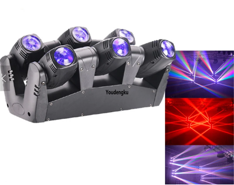 

6pcs double arms 6*10w rgbw 4in1 moving head spider LED rotation dj moving head beam light