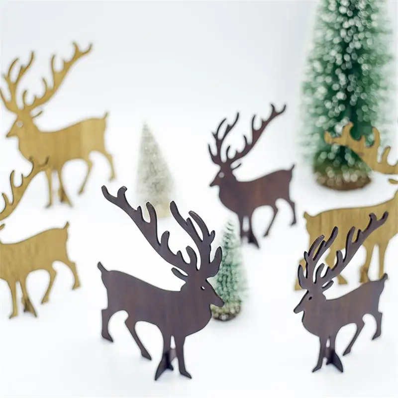 New Year Christmas decorations Xmas Wooden split joint DIY Christmas elk ornaments Creative wood crafts ornaments FZ264