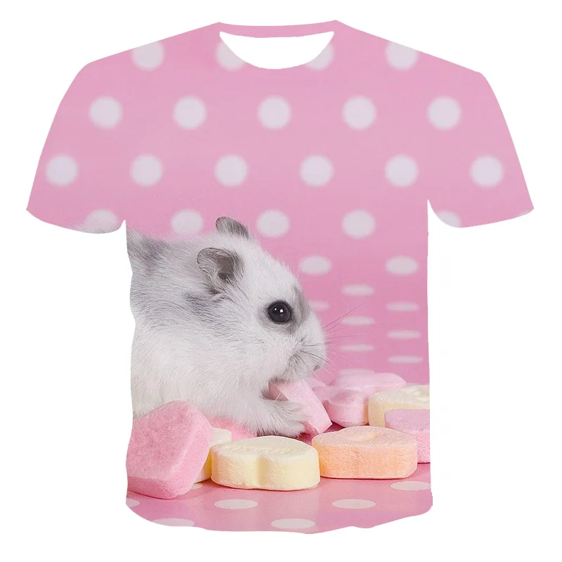 The Newly Released 20213d Printed Cute And Fun Hamster Polyester Breathable And Comfortable Little Boys And Girls T Shirt