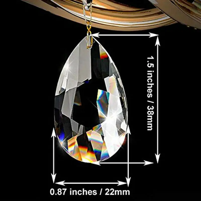 Camal 20Pcs Crystal Clear 38mm Teardrop Chandelier Prisms Pendants Parts Beads Hanging Lamp Lighting Part Home Decoration