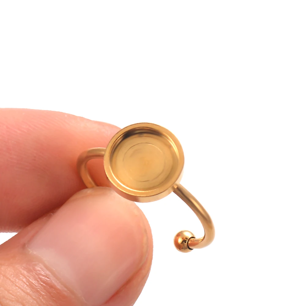 10 stücke Keine Verblassen Edelstahl Gold Einstellbare RingSettingsBlank/Basis, fit 4/6/8mm Glas Cabochon, Tasten Für DIY Ring Schmuck – Detail 6
