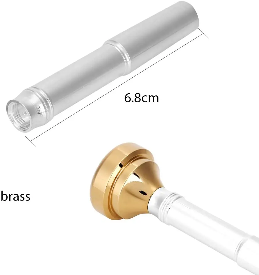 Trumpet Mouthpiece Set with golden Silver Plated Convertible 1 1/2C 3C 5C 7C Cups for Brass Guitar