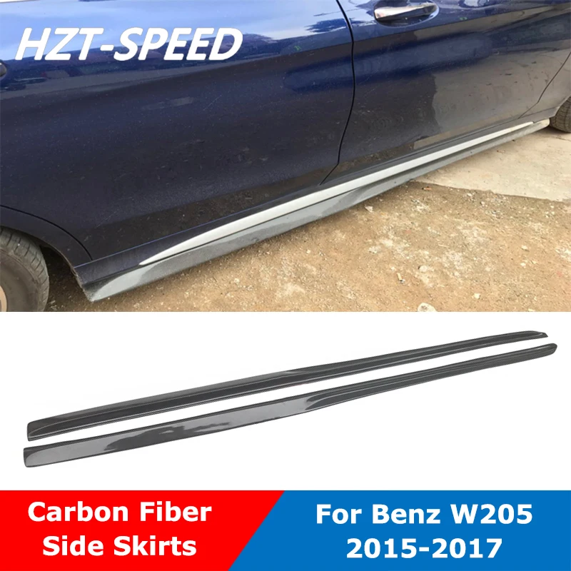 W205 PSM Style Carbon Fiber Door Aprons Side Skirts For Benz C Class W205 C180 C200L Long Axle 2015-2017