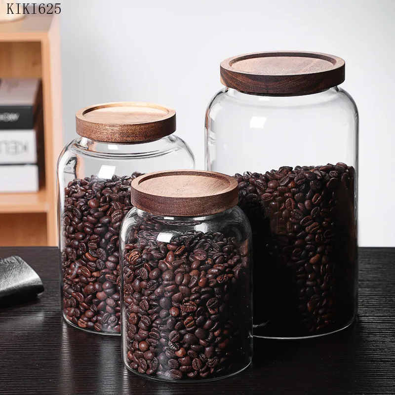 Kitchen Food Container Jam Candy Tea Jar Bottle Household Large-capacity Glass Storage Jar with Lid Transparent Sealed Nut Jar