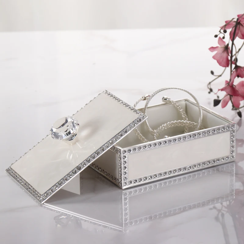 LASODY Crystal Jewelry Box Diamond Crystal Jewelry Packaging Box Treasure Box Storage Box Valentine's Day Gifts for Friends