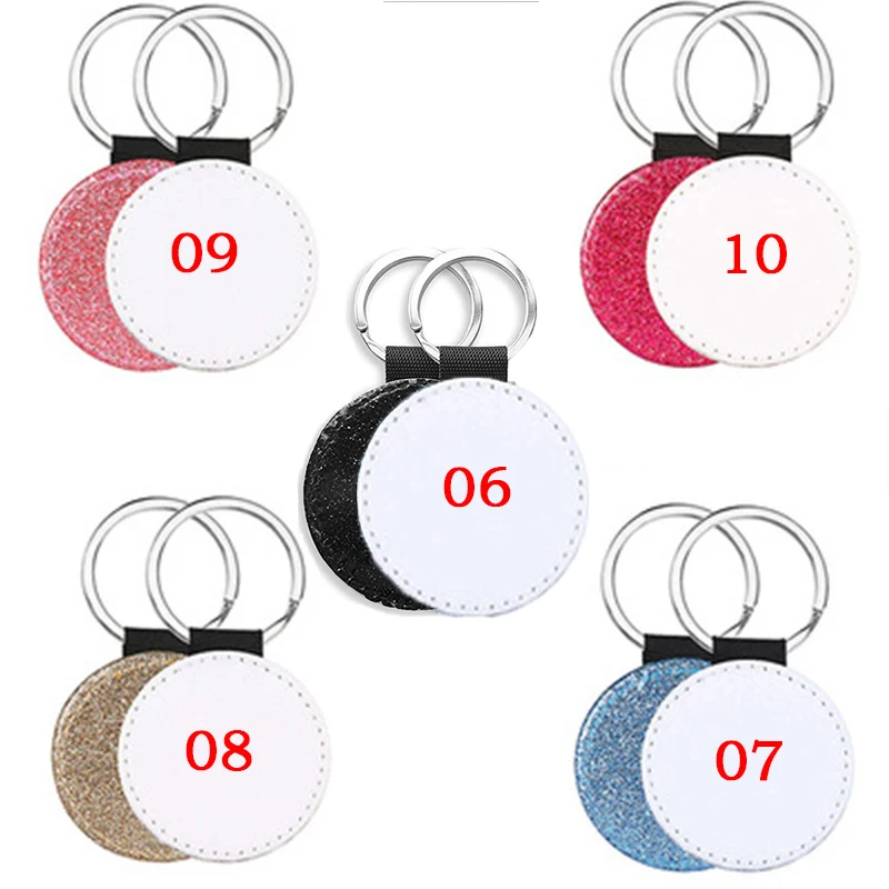 80pcs/Lot Sublimation Blank Keychains PU Leather Pendant Heat Transfer Key Ring Charms Xmas Ornament For DIY Making