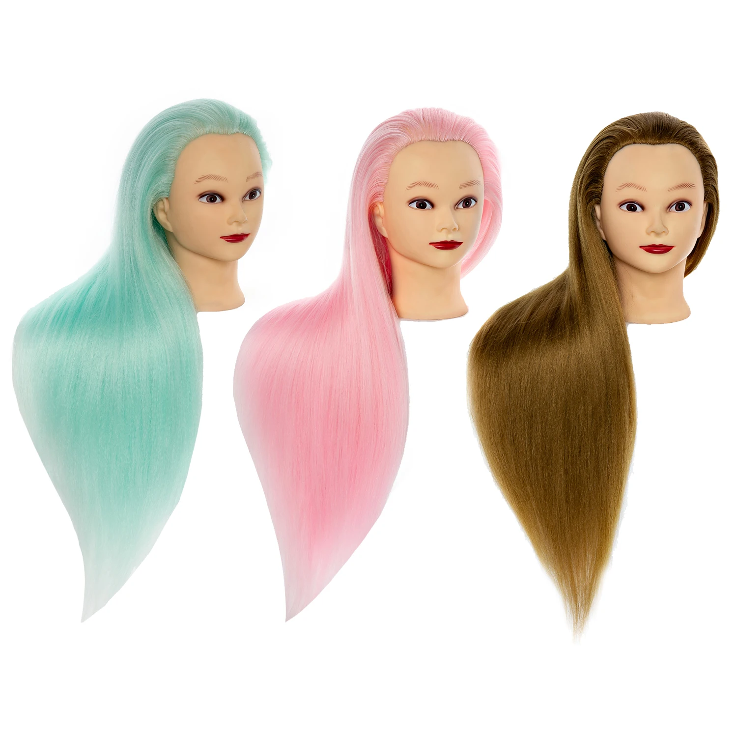 

100% Synthetic High Temperature Fiber Hair Training Head Braiding Styling Mannequin Head Hairdressing Manikin Doll Head