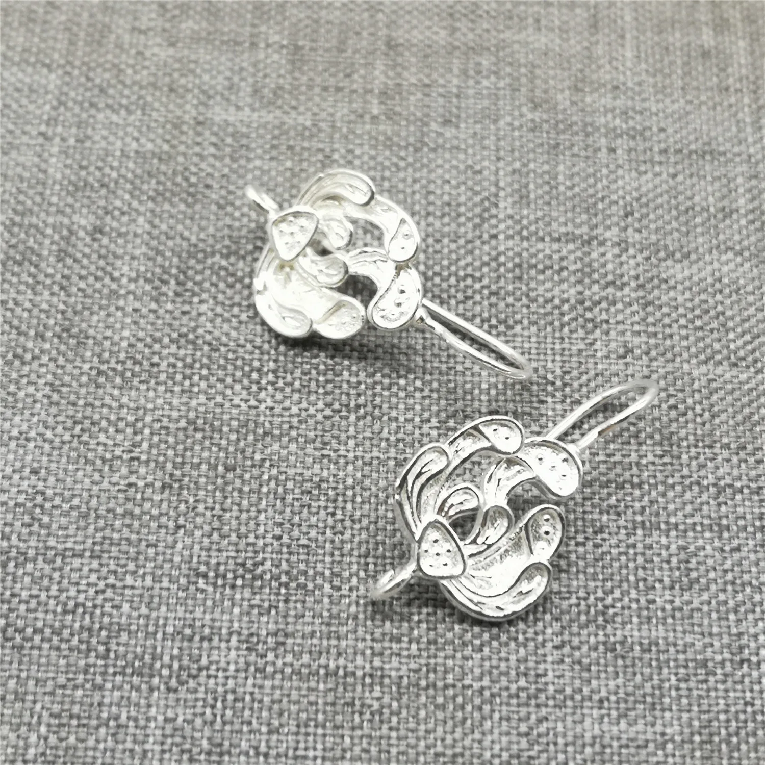 2 Pairs of 925 Sterling Silver Cactus Earring Ear Wire Hooks