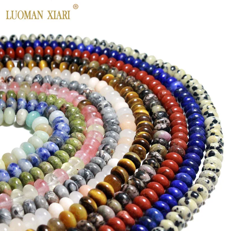 Fine AAA 100% Natural Wheels Round Stone Beads Agate Rose Quartz Lapis lazuli Tiger eye For Jewelry Making DIY Bracelet Necklace