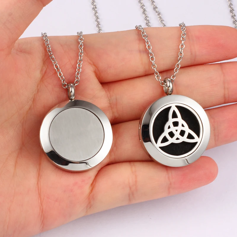 Celtic Trinity Knot Wholesale Essential Oils Diffuser Necklace Stainless Steel Pendant Aromatherapy Perfume Magnetic Locket