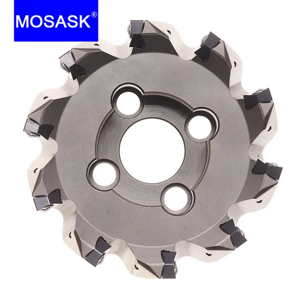 MOSASK 1PC MFWN Lathe Tungsten Bits Double Sided Fast Feed Anti Vibration Metal Working Carbide End Milling Cutter