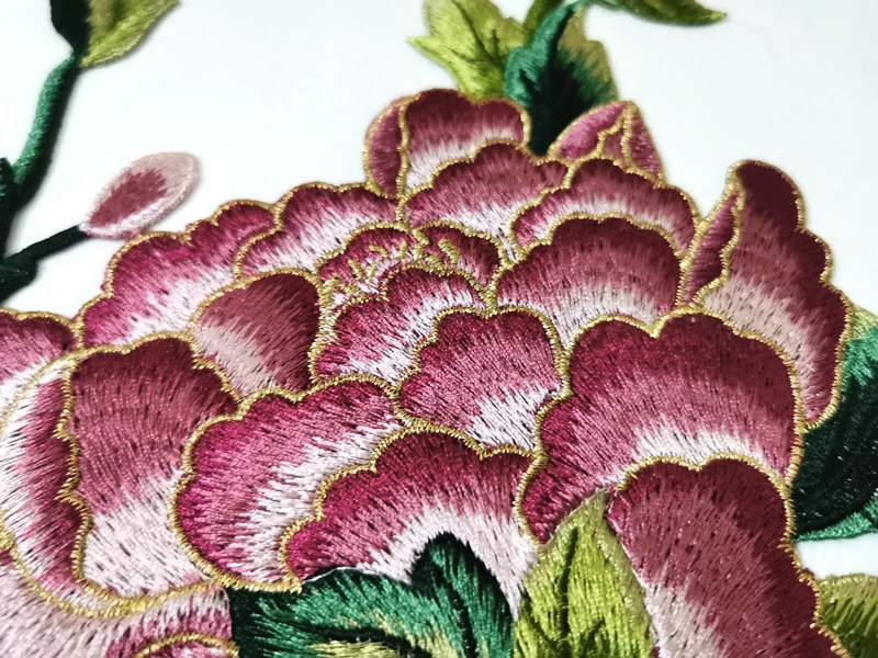 Embroidery Peony Flower Sew On Patch, DIY Crafts Stiker for Jeans, Hat, Bag, Clothes Accessories, Badges