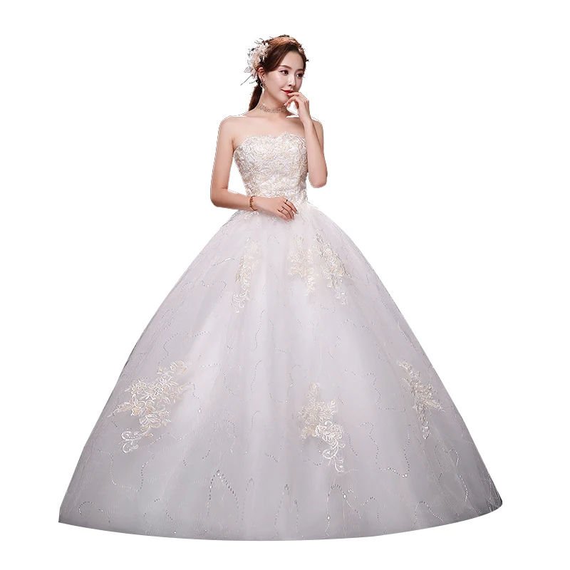 Luxury Strapless Wedding Dresses Lace Up Bride Dream Wedding Dress Ball Gowns