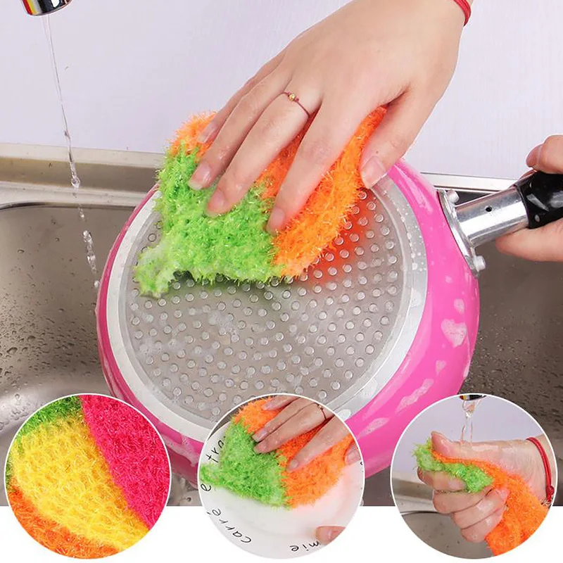 Cute Strawberry Bowl Pan Dish Sponge Fruit Scouring Dish Cloth Home Kitchen Cleaning Tool Soft Non-scratch Dish Scrubber Towel