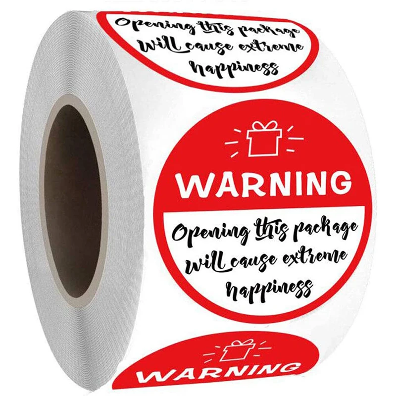 Warning Sticker Labels Red White Adorable Extreme Happiness Labels For Business Gift Packaging Sealing Envelope Stickers 500pcs