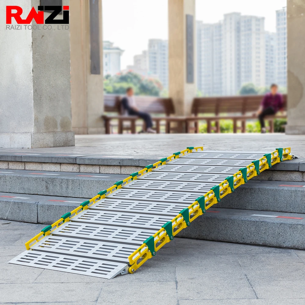 Raizi 1 set Portable Foldable Aluminum Ramps Custom Size Anti-slip Adjustable Loading Mobile Home Supermarket Rolling Ramps