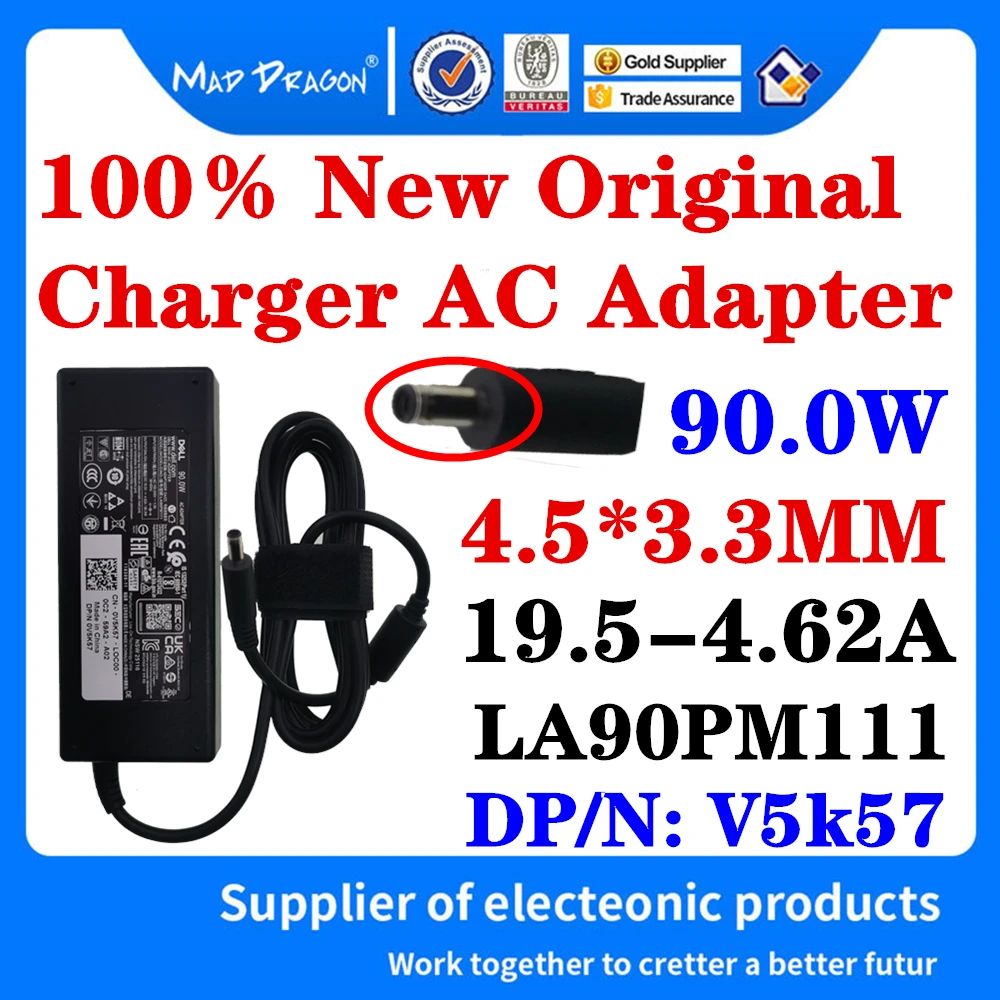 New Original V5k57 0V5k57 For Dell XPS 13 L321X L322x 9343 Adapter 19.5V 4.62A  90.0W 4.5*3.3mm LA90PM111 Laptop Power Charger