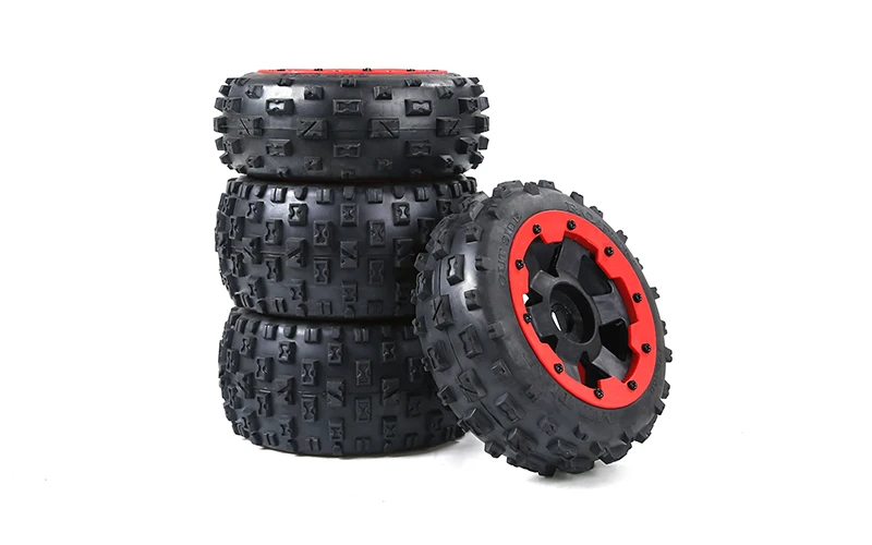 Front and Rear Knobby Bowtie Tires on Rims for HPI Baja 5B Rovan Sport King motor 1/5 Buggies