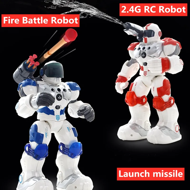 Child Learning Toy 2.4G Remote Control Intelligent Smart Robot Walking Dancing Singing Launch Missile Water RC Battle Robot Gift