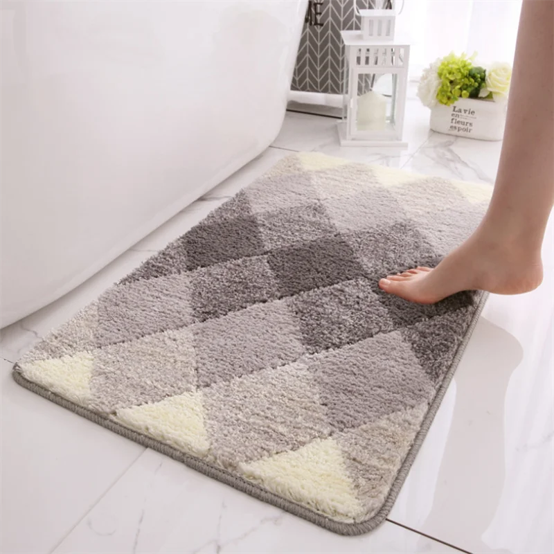 Gradient Flocking Home Floor Mats Carpets Household Toilet Bathroom Anti-slip Mats Water-absorbing Foot Pads Home Decoration Rug