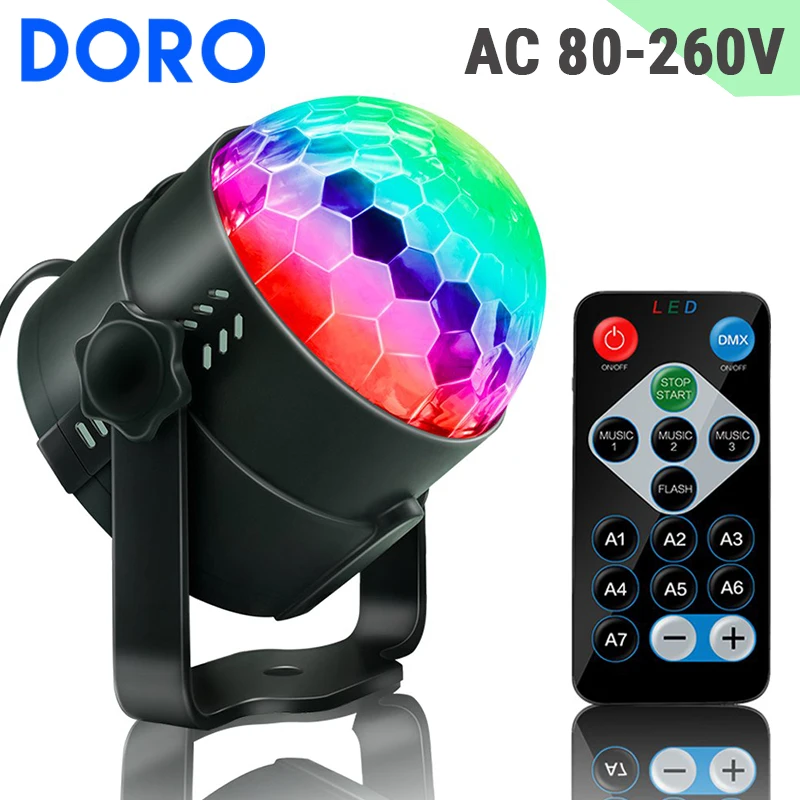

AC 80-260V colorful strobe stage light music activated rotating disco lights ktv dj new year holiday Christmas light kid's gift