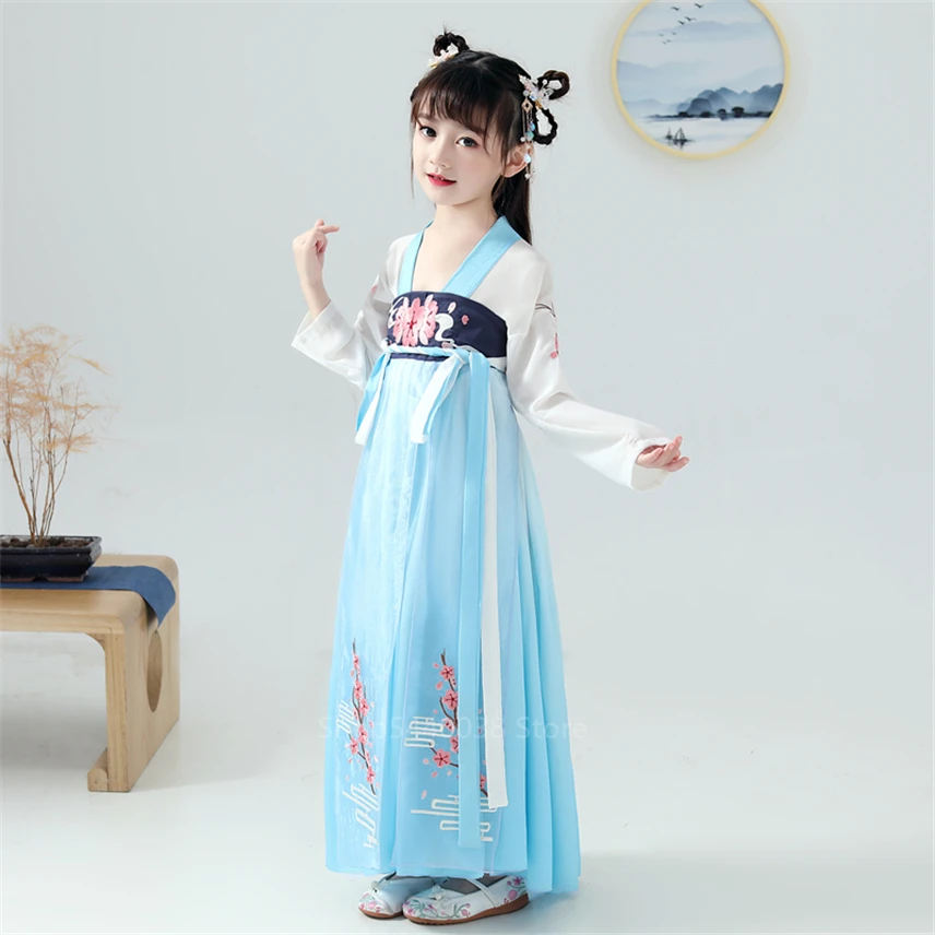 Meisjes Chinese Hanfu Traditionele Nieuwe Jaar Lente Festival Outfit Oude Dans Stage Performance Hof Prinses Fee Jurk