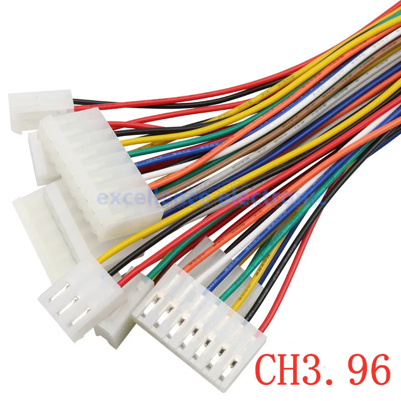 5PCS CH CH3.96 2/3/4/5/6/7/8/9/10 Pin 3.96mm Female Housing Plug Connector with Wire 22AWG 20cm Single Head Tinned Cable