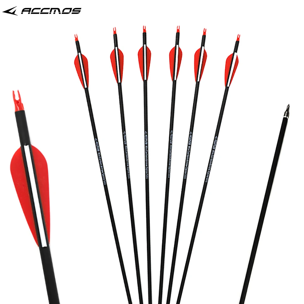 Hunting Spine 500 Mixed Carbon Arrow 6/12/24 Pcs 30 Inches Diameter 7.8 mm for Compound/Recurve Bow and Arrow Archery