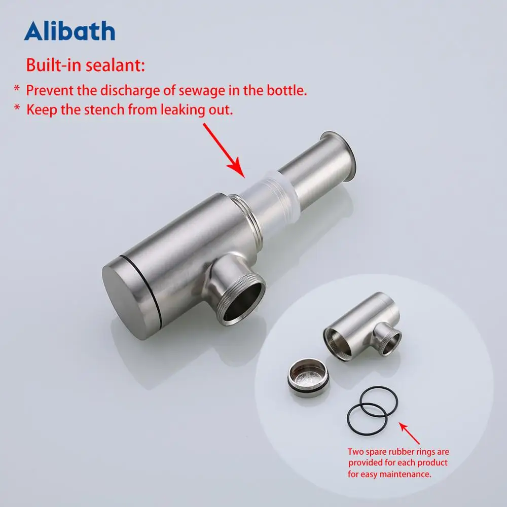 Basin Drain Siphon Bathroom Sink Bottle Trap Modern Pop Up Filter Fixture Stopper Set Brushed Nickel Washbasin Accessory