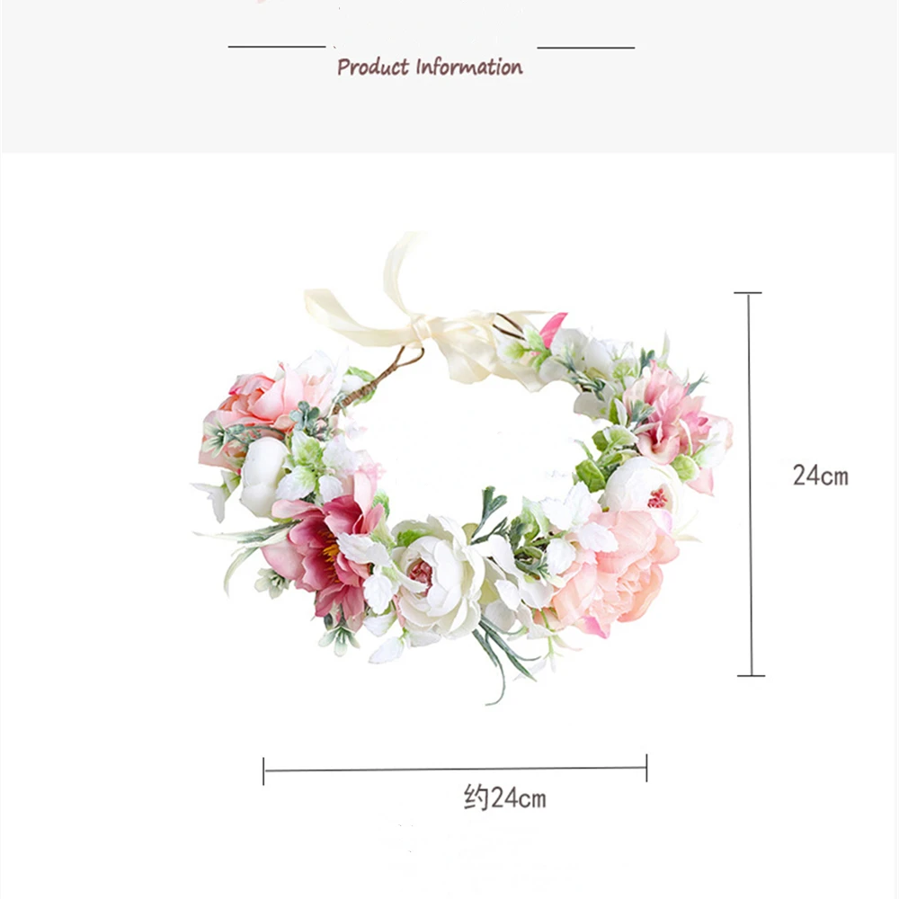 Fresh Wreath Birthday Bouquet for Head Sweet Flower Crown for Hair Headband Flowers Crown Princess Girl Wedding Hair Accessories