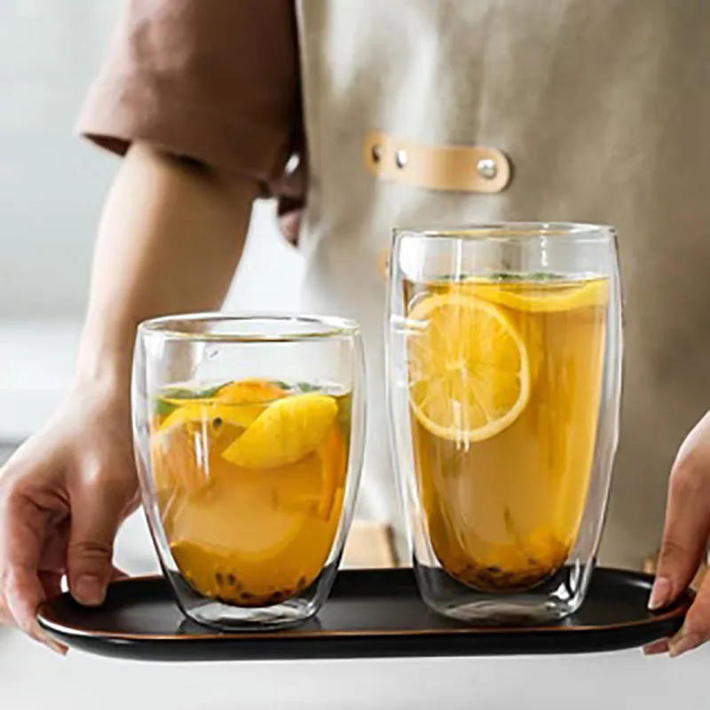 Heat-Resistant Double Wall Glass Cup Milk Whiskey Tea Beer Transparent Beer Espresso Coffee Cup Drinkware Cups Drinking Glasses