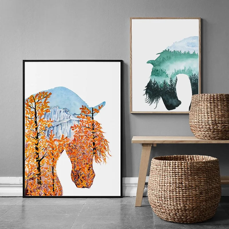 

Unicorn And Forest Poster Print Plant Maple Leaf Canvas Painting Picture Aisle Home Wall Art Graffiti Bedroom Modern Decoration