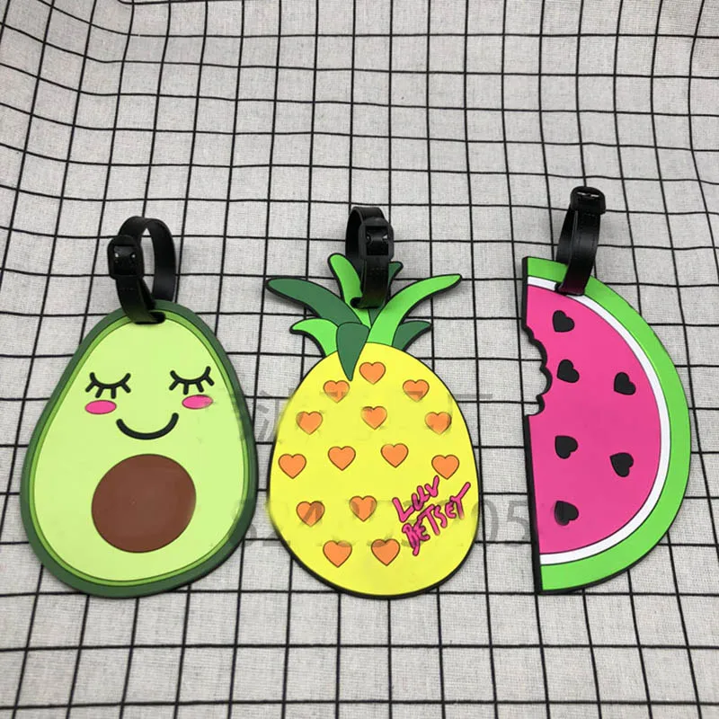 Cute Abacate Fruits Bagagem Tag, Silica Gel Mala ID, Titular do endereço, Bagagem Boarding Tag, Etiqueta portátil, Acessórios de viagem