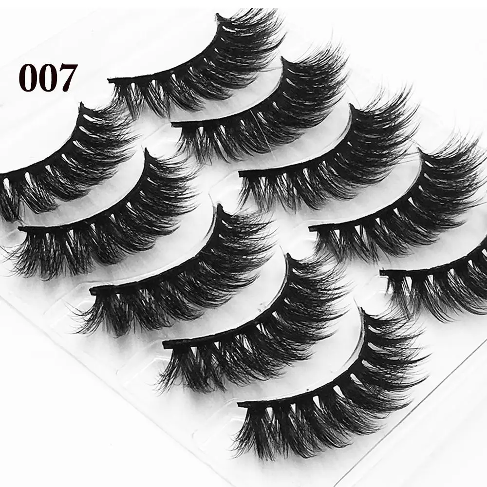 Skonhed 5 pares de maquiagem de beleza fofo wispies natural longo volume extensão de cílios postiços 3d vison cabelo cruzado