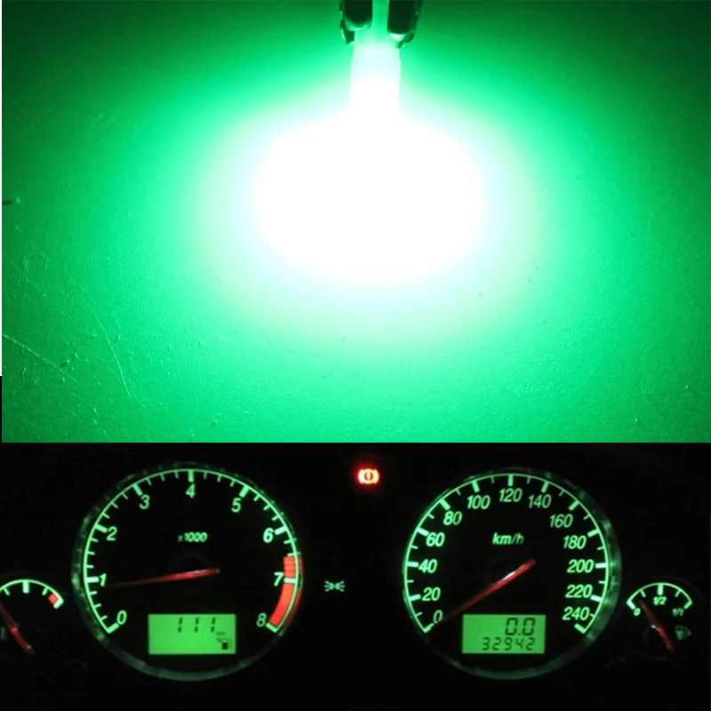 20PCS T5 W1.2W W3W COB LED Bulbs Car Instrument Panel Lamps Auto Dashboard Warming Indicator Wedge Lights Blue Red Green Purple