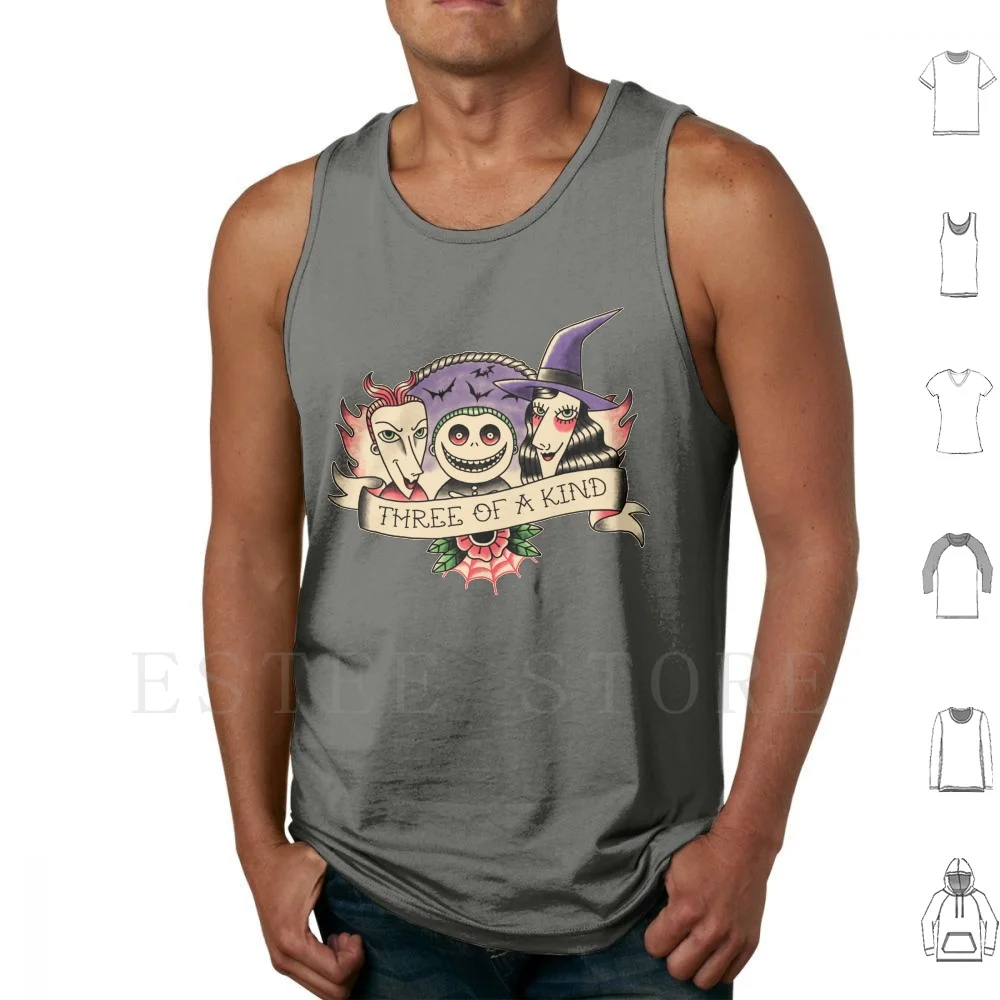 Three Of A Kind Tank Tops Vest Sleeveless Tattoo Old School Tattoo Tattoo Style Tim Burton Shock Lock Barrel Jack Sally