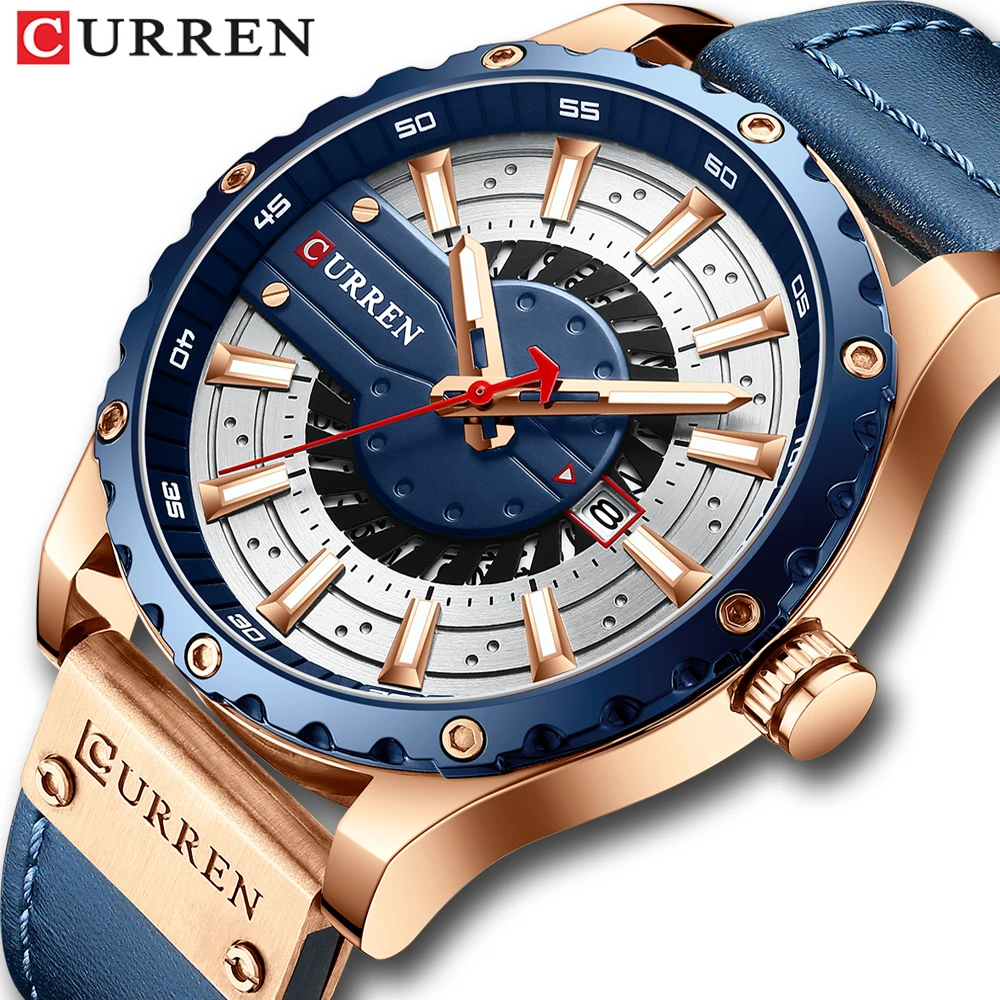 CURREN Watches Top Brand Fashion Leather Wristwatch Casual Quartz Men\'s Watch New Chic Luminous hands Clock