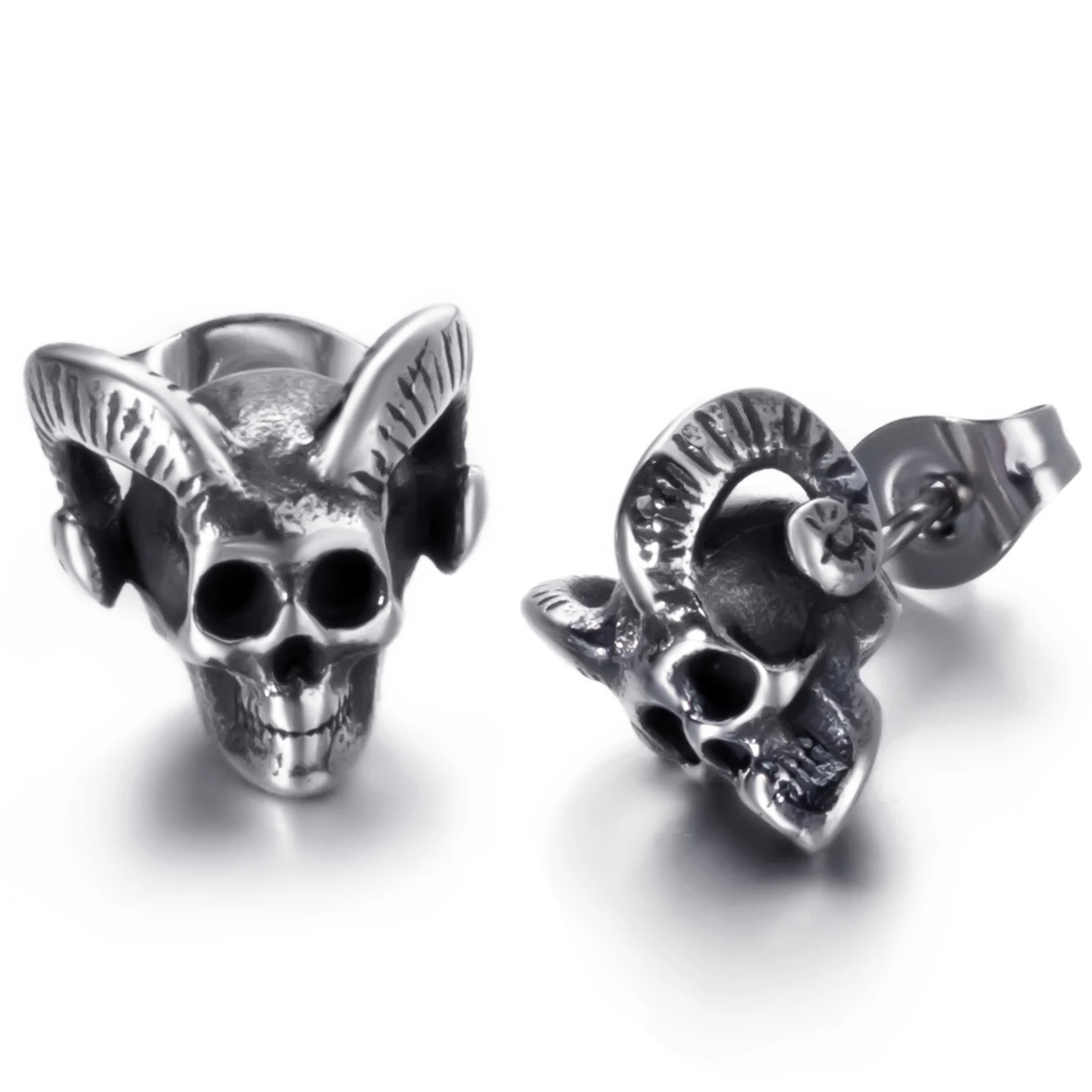 Baphomet Goat Satanic Inverted Pentagram Stud Earring Seal of Satan Sigil of Lucifer Devil Demon Stainless Steel Earring
