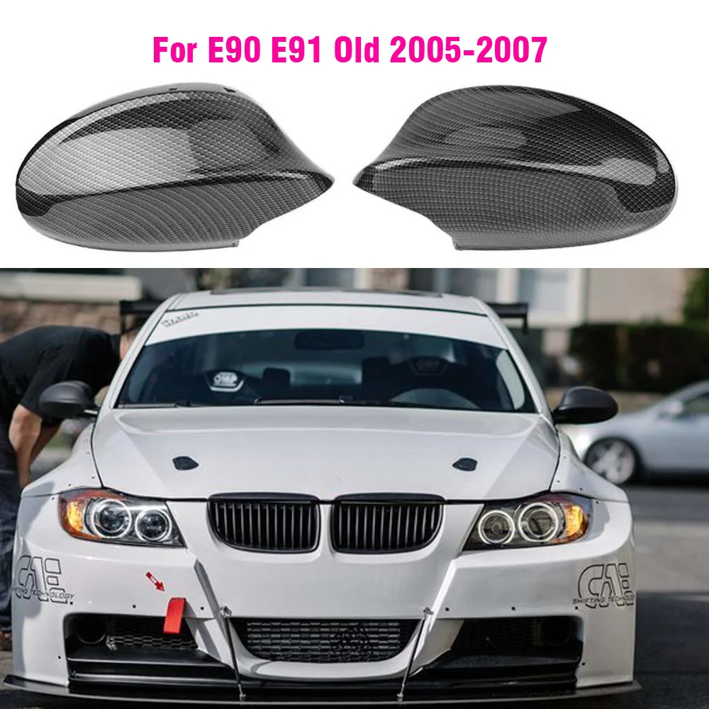 ABS Carbon Fiber Colour  Rearview Side Mirror Cover Cap For BMW E90 E91 2005-2007 E92 E93 2006-2009 M3 Style E80 E81 E87