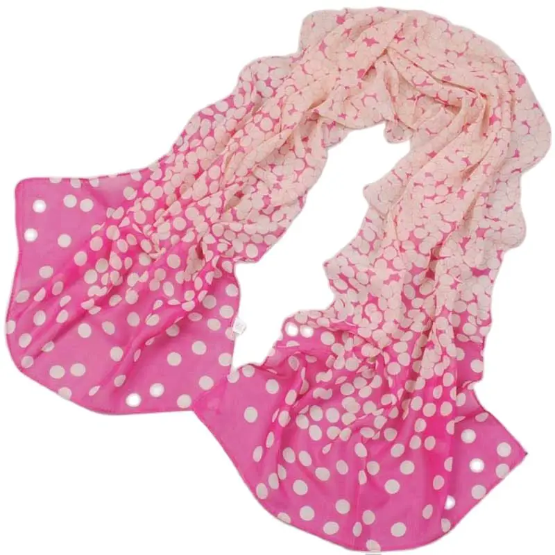 Summer Long Chiffon Silk scarves for woman ombre polka dots Print long wrap scarfs P5A16238