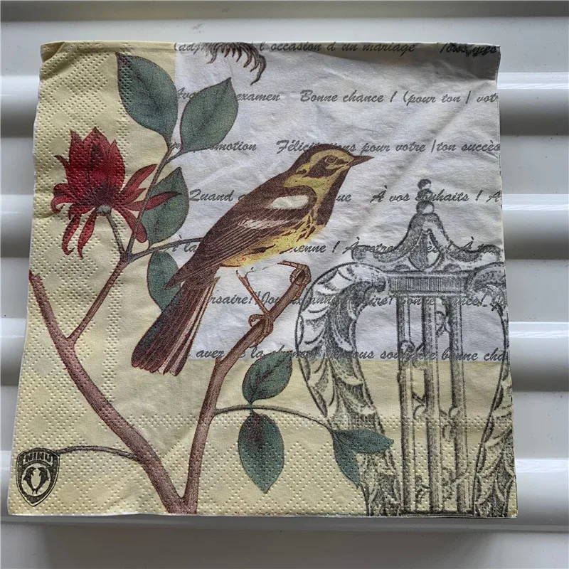 Decoupage wedding servilletas vintage table napkins paper elegant tissue pink flower bird birthday party beautiful decor 3 ply