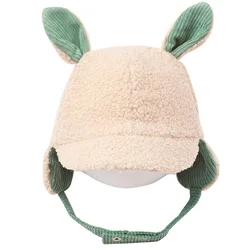 Children's hat warm thicken cap for baby earmuffs winter wool boys and girls rabbit ears protection caps