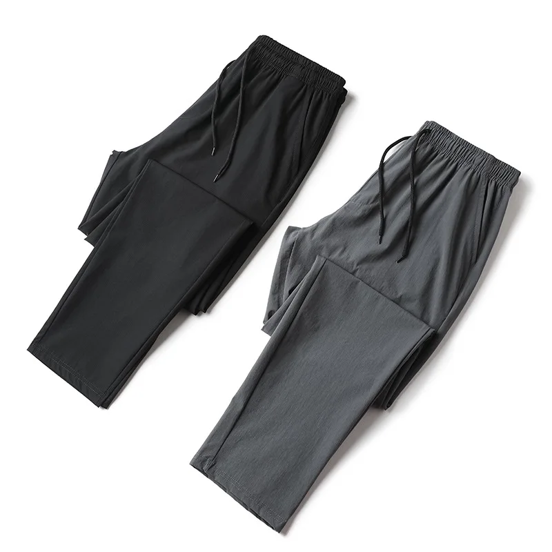 Men'S Summer Casual Pants Fitness Pants Sports Pants Quick-Drying Breathable Lightweight Pants Straight Pants Thin Trousers