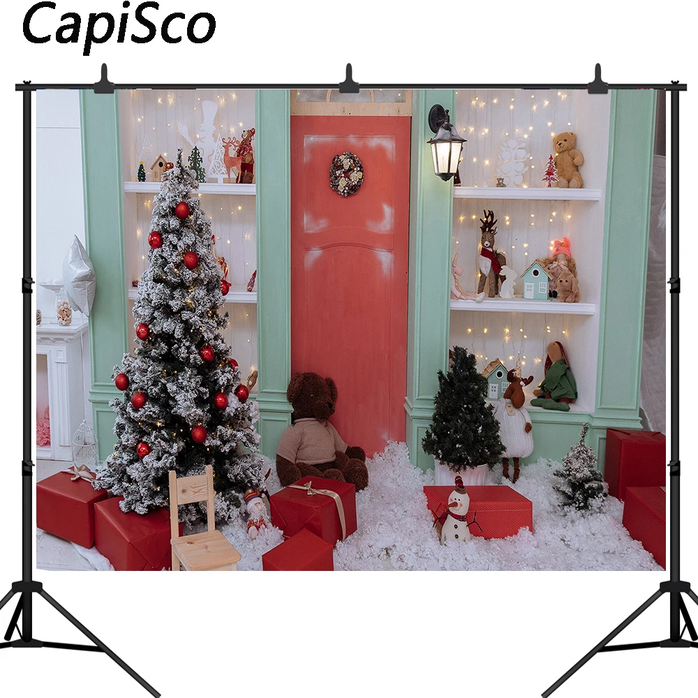 Capisco Photography Background Christmas Tree snow Lights Wreaths Toy Birthday Party Backdrops Photocall Photo Studio props