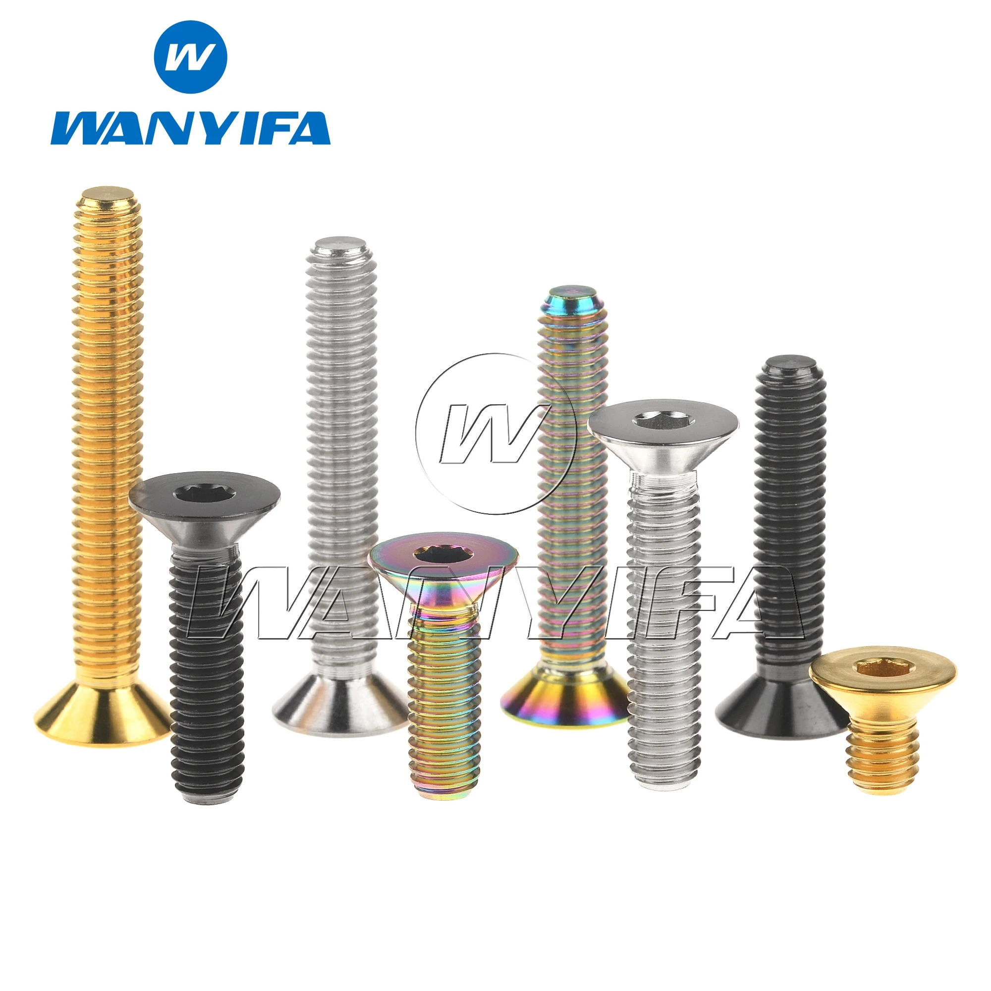 Wanyifa-tornillo de cabeza avellanada, Perno de titanio Ti, M6x10, 15, 20, 25, 30, 35, 40, 45mm, llave Allen